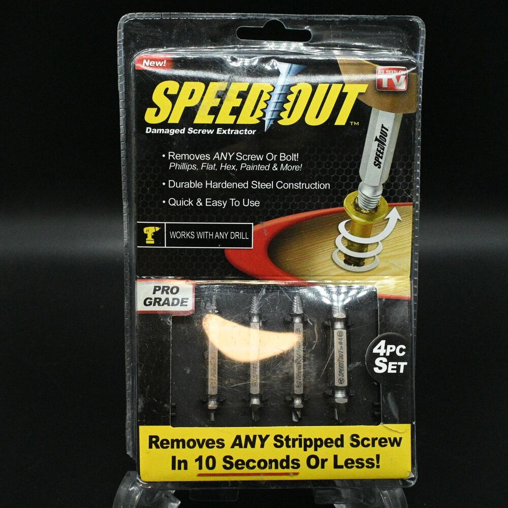 Speedout Damaged Screw Head Extractor 4 Pc. Set Case Screw & Bolt Removal New